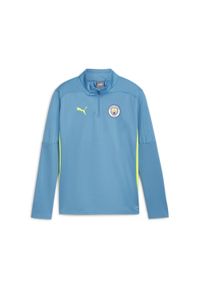 Puma - Młodzieżowa bluza treningowa Manchester City F.C. z zamkiem 1/4 PUMA. Kolor: żółty, niebieski, wielokolorowy