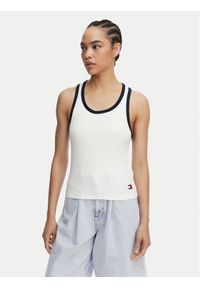 TOMMY HILFIGER - Tommy Hilfiger Top UW0UW06308 Biały Regular Fit. Kolor: biały. Materiał: bawełna #1