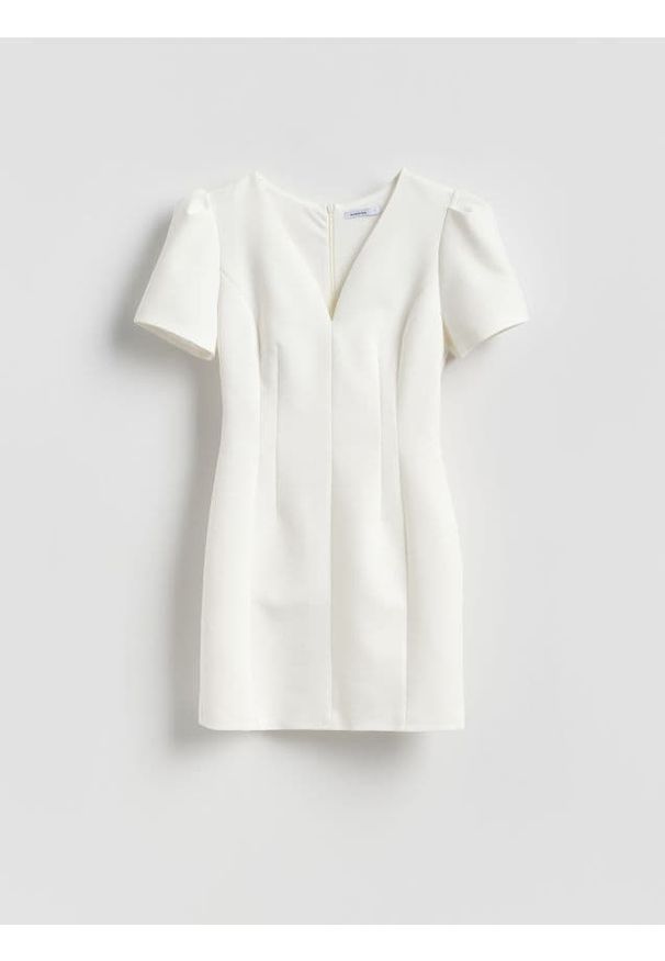 Reserved - Sukienka mini - złamana biel. Materiał: tkanina, wiskoza. Długość: mini