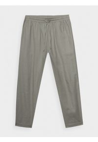 outhorn - Spodnie tkaninowe z lnem męskie - khaki. Kolor: brązowy. Materiał: tkanina, len #5