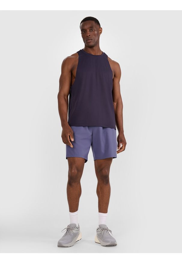 4f - 4F Tank top treningowy szybkoschnący męski - granatowy XL. Kolor: niebieski. Materiał: materiał, syntetyk, dzianina, włókno, elastan. Wzór: ze splotem. Sport: fitness