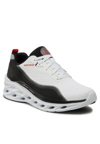 skechers - Sneakersy Skechers Midio 232636/WBRD White/Black/Red. Kolor: biały. Materiał: materiał