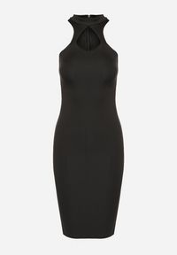 Born2be - Czarna Dopasowana Sukienka Bez Rękawów z Wycięciem przy Dekolcie Galoriena. Okazja: na co dzień. Kolor: czarny. Długość rękawa: bez rękawów. Typ sukienki: proste. Styl: casual, elegancki #1