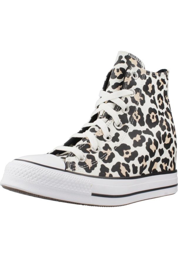 Converse - Kapcie CONVERSE CHUCK TAYLOR ALL STAR WEDGE PLATFORM LEOPARD Nadruk zwierzęcy. Kolor: wielokolorowy. Materiał: tkanina. Wzór: motyw zwierzęcy, nadruk. Obcas: na platformie