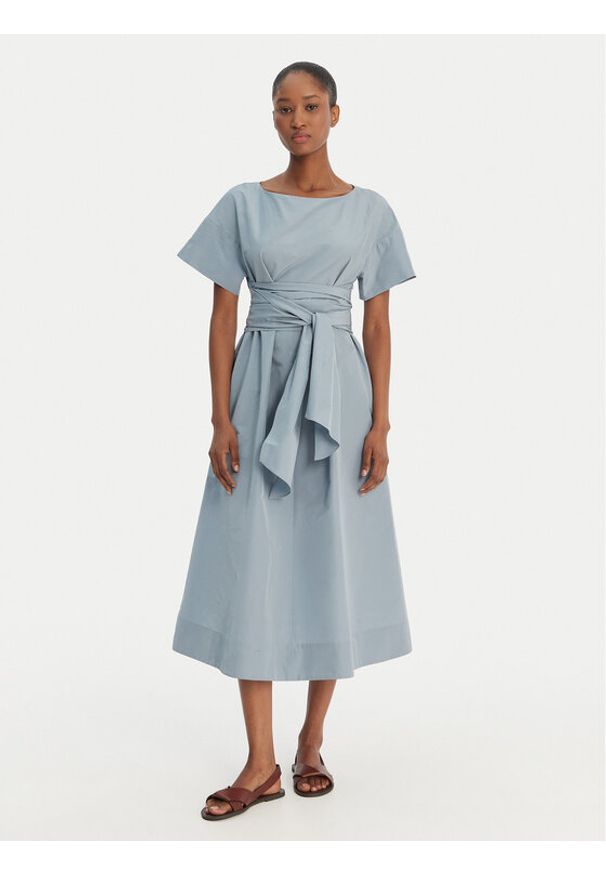 Weekend Max Mara Sukienka codzienna Pioppo 2615221152 Błękitny Regular Fit. Okazja: na co dzień. Kolor: niebieski. Materiał: bawełna. Typ sukienki: proste. Styl: casual