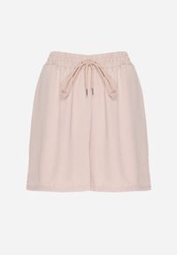Renee - Beżowe Szorty z Wiskozą High Waist Puvione. Okazja: na co dzień. Stan: podwyższony. Kolor: beżowy. Materiał: wiskoza. Styl: casual #5