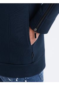 Ombre Clothing - Rozpinana bluza męska ze stójką LONDON - granatowa B1362 - XXL. Typ kołnierza: kołnierzyk stójkowy. Kolor: niebieski. Materiał: bawełna, poliester #4