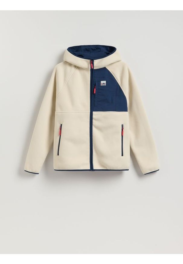 Reserved - Polarowa bluza z kapturem - złamana biel. Typ kołnierza: kaptur. Materiał: polar