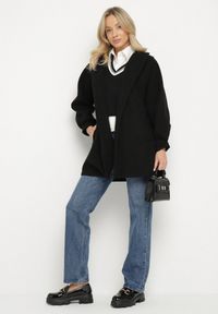 Born2be - Czarny Płaszcz z Wiązanym Paskiem i Bufiastym Rękawem Imgrucu. Typ kołnierza: kołnierzyk stójkowy. Kolor: czarny. Materiał: jeans, tkanina. Długość: długie. Sezon: jesień, wiosna #6