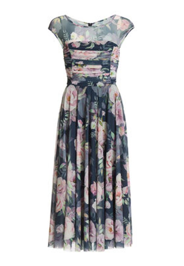 Swing Sukienka koktajlowa 5AK11400 Granatowy Regular Fit. Kolor: niebieski. Materiał: syntetyk. Styl: wizytowy