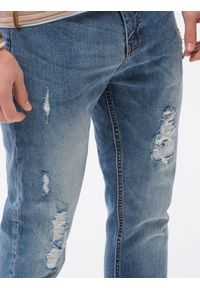 Ombre Clothing - Spodnie męskie jeansowe SLIM FIT P1064 - jasnoniebieskie - XXL. Okazja: na co dzień. Kolor: niebieski. Materiał: jeans. Styl: casual #3