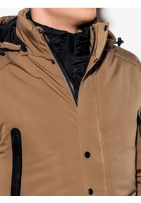 Ombre Clothing - Kurtka męska ocieplana C449 - brązowa - L. Kolor: brązowy. Materiał: materiał, poliester. Sezon: jesień, zima #8