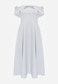 Born2be - Niebieska Koktajlowa Sukienka VICES Hiszpanka o Rozkloszowanym Kroju Diolora. Typ kołnierza: dekolt hiszpanka. Kolor: niebieski. Materiał: poliester. Typ sukienki: rozkloszowane. Styl: wizytowy #4