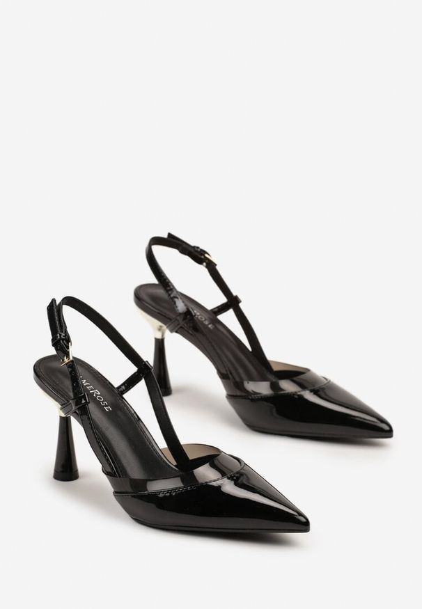 Born2be - Czarne Sandały na Szpilce z Odkrytą Piętą z Transparentną Wstawką Nelaine. Kolor: czarny. Materiał: jeans. Wzór: aplikacja. Obcas: na szpilce. Styl: wizytowy