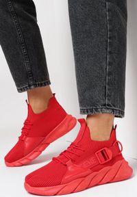 Born2be - Czerwone Buty Sportowe Ancan. Zapięcie: bez zapięcia. Kolor: czerwony. Materiał: materiał. Szerokość cholewki: normalna. Wzór: jednolity, aplikacja #1