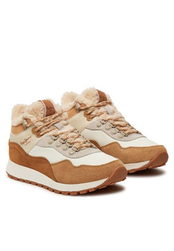 Pepe Jeans Sneakersy PLS60018 Beżowy. Kolor: beżowy. Materiał: skóra, zamsz