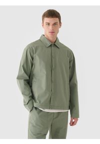4f - 4F Kurtka przejściowa koszulowa męska - oliwkowa/khaki XXL. Okazja: na co dzień. Kolor: oliwkowy, brązowy, wielokolorowy. Materiał: bawełna. Styl: klasyczny, sportowy, casual