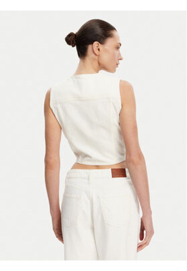 Guess Jeans Kamizelka W5GN74 D5M62 Biały Regular Fit. Kolor: biały. Materiał: bawełna