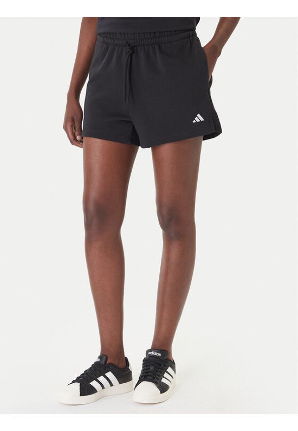 Adidas - adidas Szorty sportowe Essentials Small Logo Feel Cozy JC5925 Czarny Regular Fit. Kolor: czarny. Materiał: syntetyk, bawełna