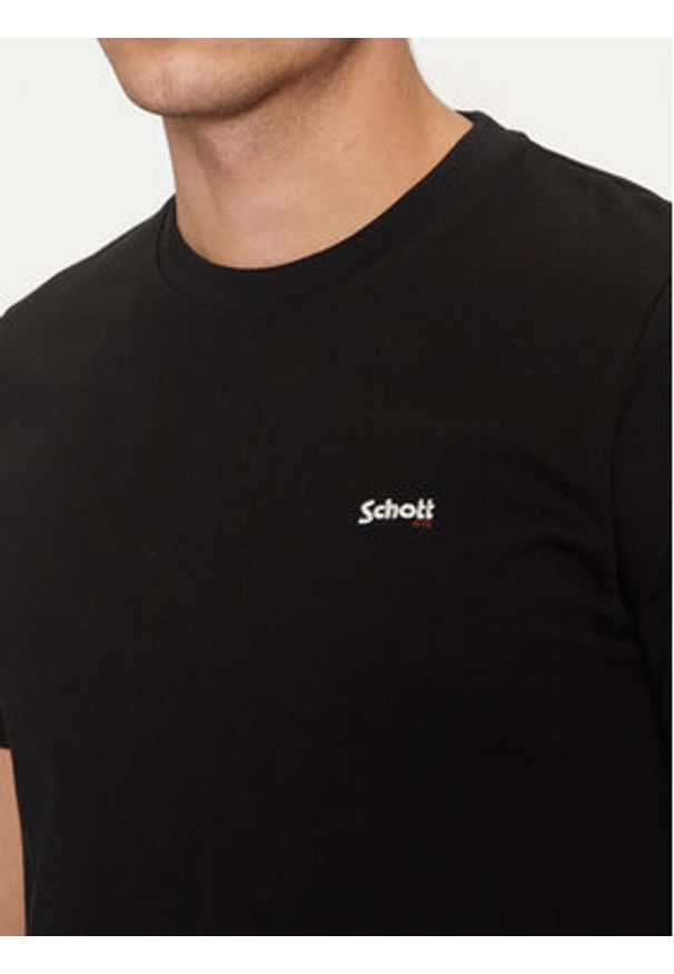 Schott NYC T-Shirt TSCLAWS1 Czarny Regular Fit. Kolor: czarny. Materiał: bawełna