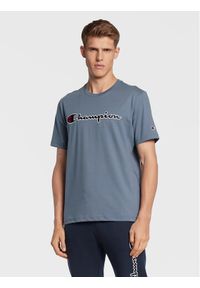 Champion T-Shirt Script Logo Embroidery 218007 Niebieski Regular Fit. Kolor: niebieski. Materiał: bawełna