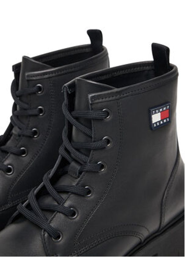 Tommy Jeans Trapery Tjw Lace Up Leather Boot EN0EN02824 Czarny. Kolor: czarny. Materiał: skóra