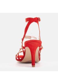 Marco Shoes Sandały zamszowe z ćwiekami ozdobnymi czerwone. Kolor: czerwony. Materiał: zamsz #5