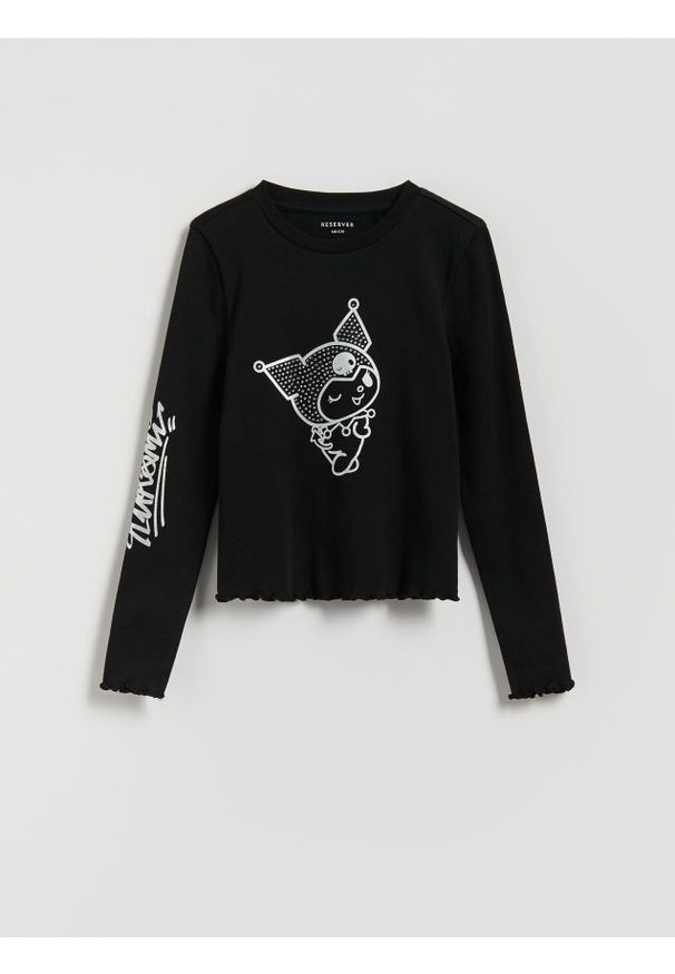 Reserved - Bluzka z aplikacją Kuromi - czarny. Kolor: czarny. Materiał: bawełna. Wzór: aplikacja