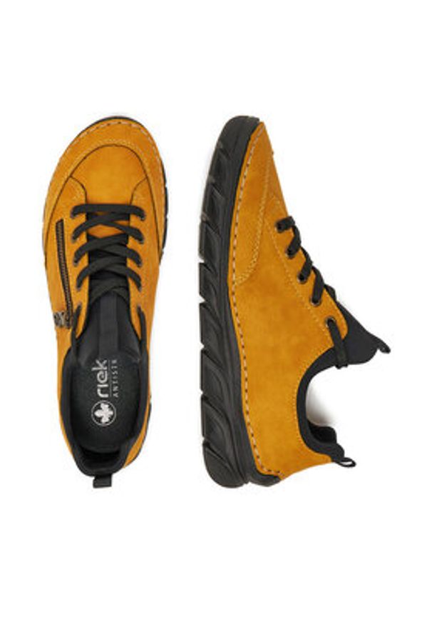 Rieker Sneakersy 55073-68 Żółty. Kolor: żółty. Materiał: syntetyk, materiał