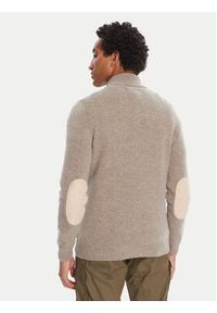 Barbour Sweter Patch Half Zip MKN0585ST51 Beżowy Regular Fit. Kolor: beżowy. Materiał: wełna #4