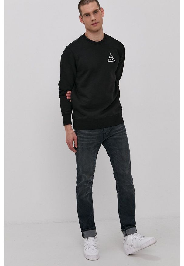 HUF - Bluza. Okazja: na co dzień. Kolor: czarny. Materiał: dzianina. Wzór: nadruk. Styl: casual