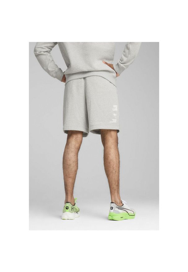 Puma - Męskie szorty dresowe PUMA × HYROX PUMA Light Gray Heather. Kolor: wielokolorowy, czarny, szary. Materiał: dresówka. Sport: fitness