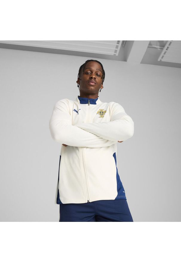 Puma - Męska kurtka treningowa Portugalia PUMA. Kolor: niebieski, beżowy, wielokolorowy. Sport: bieganie