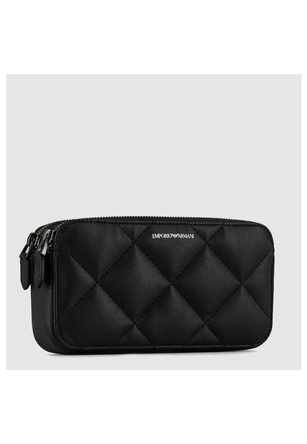 Emporio Armani - EMPORIO ARMANI Mała czarna pikowana torebka na łańcuszku. Kolor: czarny. Materiał: pikowane