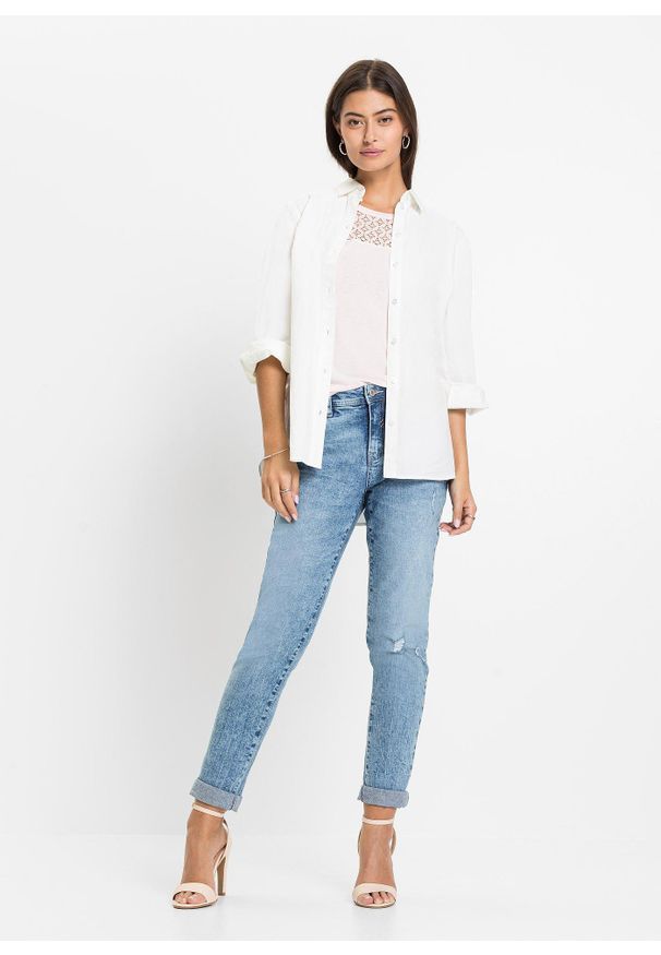 bonprix - T-shirt z miękkiej mieszanki wiskozy. Kolor: różowy. Materiał: wiskoza, koronka. Wzór: koronka