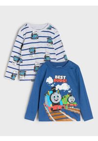 Sinsay - Bawełniana koszulka z nadrukiem 2 pack Thomas&Friends - niebieski. Kolor: niebieski. Materiał: bawełna. Wzór: nadruk #1