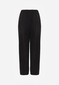 Renee - Czarne Spodnie Casual Wide Leg High Waist Zdobione Klamerką w Talii Cythiopis. Okazja: na co dzień. Stan: podwyższony. Kolekcja: plus size. Kolor: czarny. Długość: krótkie. Wzór: aplikacja. Styl: casual #8