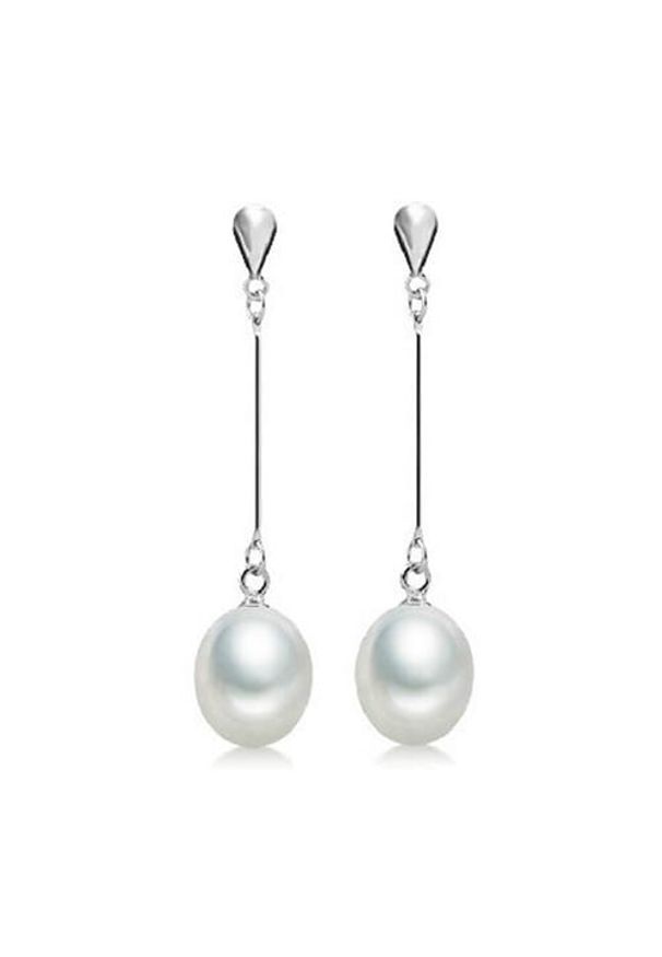Braccatta - ELENA Długie wiszące srebrne kolczyki z naturalnymi perłami. Materiał: srebrne. Kolor: srebrny. Kamień szlachetny: perła