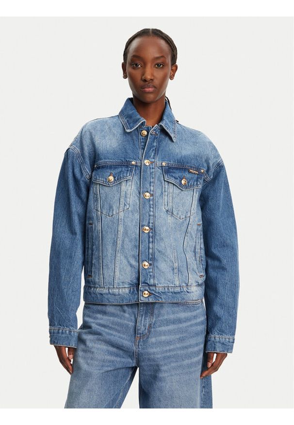 Just Cavalli Kurtka jeansowa 78PAS4O3 Niebieski Regular Fit. Kolor: niebieski. Materiał: bawełna