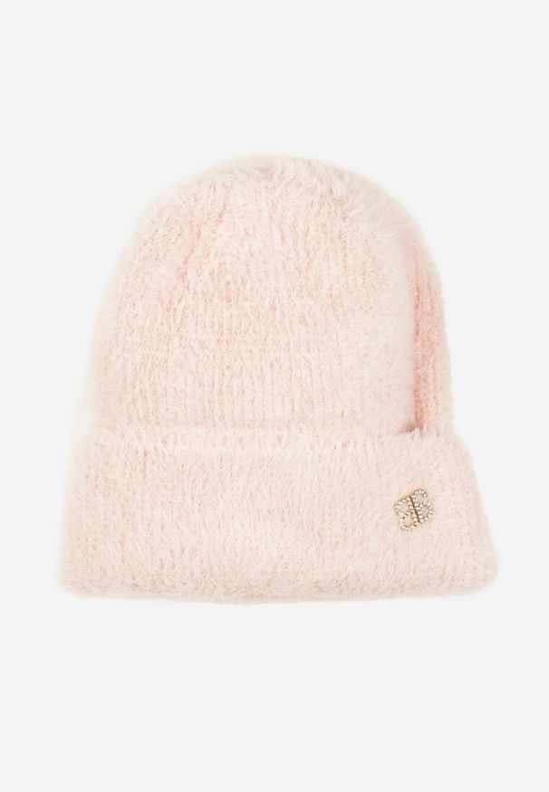 Renee - Różowa Czapka Beanie z Wiskozą Wełną i Naszywką Zolirra. Kolor: różowy. Materiał: wełna, wiskoza. Wzór: aplikacja. Styl: casual, elegancki