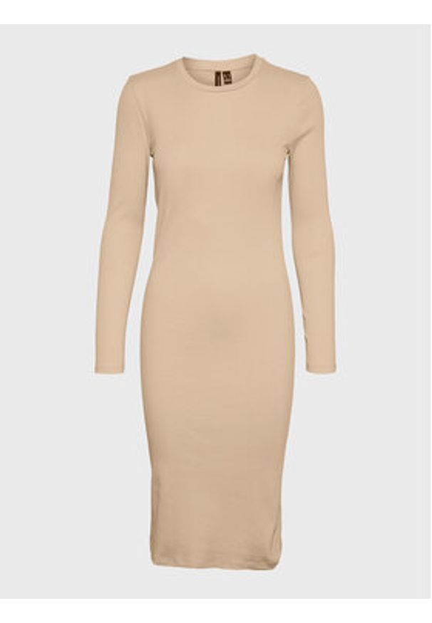 Vero Moda Sukienka codzienna Lavender 10270478 Beżowy Regular Fit. Okazja: na co dzień. Kolor: beżowy. Materiał: bawełna. Typ sukienki: proste. Styl: casual