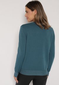 Born2be - Niebieski Sweter z Guzikami z Boku Tusiana. Okazja: na co dzień. Kolor: niebieski. Materiał: jeans. Styl: casual, klasyczny #3