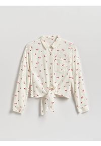 Reserved - Wiskozowa koszula w kwiaty - złamana biel. Materiał: wiskoza. Wzór: kwiaty