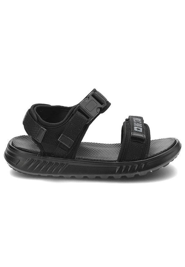 Big-Star - Czarne Sandały Big Star Codzienne Buty Na Lato. Okazja: na co dzień. Zapięcie: pasek. Kolor: czarny. Materiał: materiał. Wzór: paski. Sezon: lato. Styl: casual