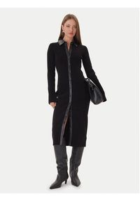 Patrizia Pepe Sukienka dzianinowa 2A2982 K215 Czarny Regular Fit. Kolor: czarny. Materiał: syntetyk