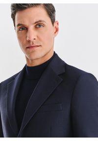 Pako Lorente - PAKO LORENTE - Granatowa marynarka jednorzędowa. Kolor: niebieski. Materiał: wełna #3