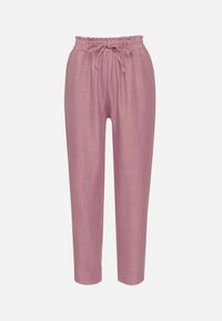 Born2be - Jasnofioletowe Spodnie z Wysokim Stanem i Gumką w Talii Savisse. Okazja: na co dzień. Stan: podwyższony. Kolor: fioletowy. Styl: elegancki, casual #4