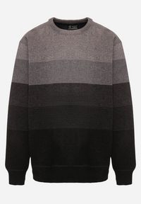 Born2be - Jasnoszary Sweter z Wełną w Paski Ettarine. Okazja: na co dzień. Kolekcja: plus size. Kolor: szary. Materiał: wełna. Wzór: paski. Styl: klasyczny, casual, elegancki