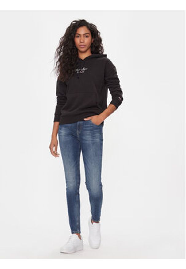 Tommy Jeans Bluza Essential Logo 2+ DW0DW16406 Czarny Boxy Fit. Kolor: czarny. Materiał: bawełna, syntetyk