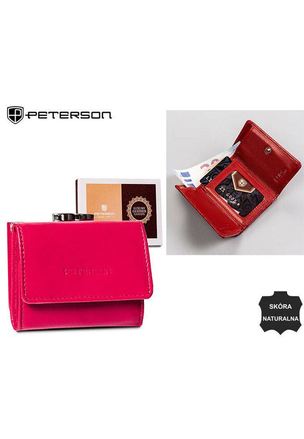 Portfel skórzany Peterson PTN RD-25-GCL czarny. Kolor: czarny. Materiał: skóra